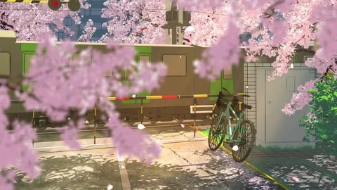 Bicycle at a Spring Railway Crossing Stock Footage 342275172