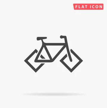 Bicycle with square wheels flat vector icon. Hand drawn style design illustra 스톡 일러스트