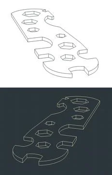 Bicycle steel hexagon multi-tool wrench Stock-Illustration