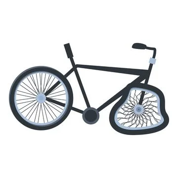 Bicycle suffering from a flat tire, symbolizing transportation troubles and t Stock Illustration