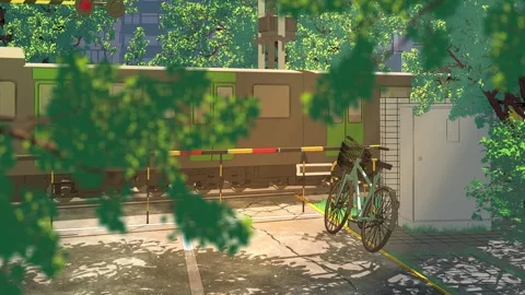 Bicycle at a Summer Railway Crossing Stock Footage 342276101
