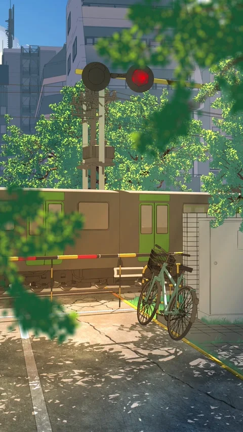 Bicycle at a Summer Railway Crossing Stock Footage 342276104