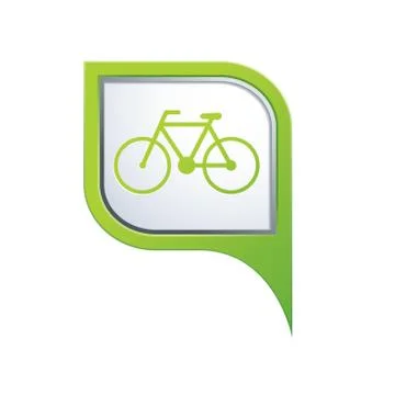 Bicycle symbol on green map pointer Stock Illustration