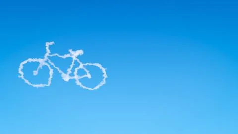 Bicycle Symbol Shape Cloud in the Blue Sky with Copyspace Stock Illustration