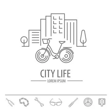 Bicycle thin line design logo template. Vector illustration Stock Illustration