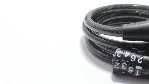 Bicycle tire lock on white background Stock Footage 138928014