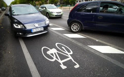 Bicycle track in Bucharest Foto stock
