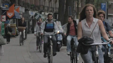 Bicycle traffic in Amsterdam Stock Footage 36737761