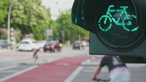 Bicycle traffic light Stock Footage 196106472