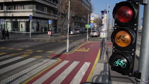 Bicycle traffic lights Stock Footage 70403664