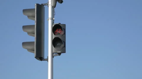 Bicycle Traffic lights Stock Footage 304130259