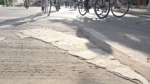 Bicycle traffic in summer Stock Footage 88471483