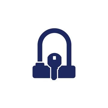 Bicycle U-Lock and key icon Stock Illustration