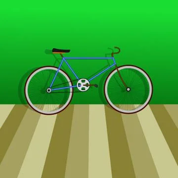 Bicycle vector design parked beside green wall illustration Stock-Illustration