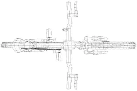 Bicycle. Vector wireframe concept. Blue purple. Created illustration of 3d. Illustrazione stock