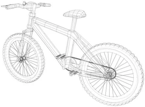 Bicycle. Vector wireframe concept. Blue purple. Created illustration of 3d. Stock-Illustration