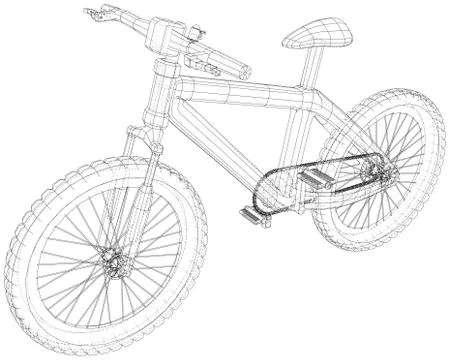 Bicycle. Vector wireframe concept. Blue purple. Created illustration of 3d. Stock Illustration
