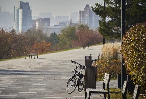 Bicycle on the walking path Stock Photos