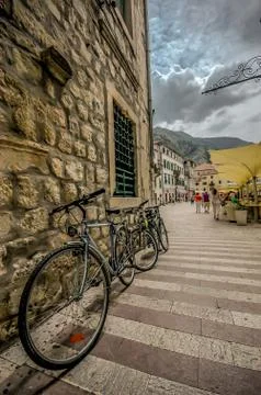 Bicycle on the wall Stock Photos