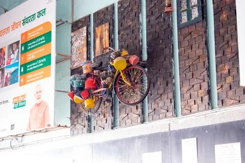 Bicycle on the wall Stock Photos
