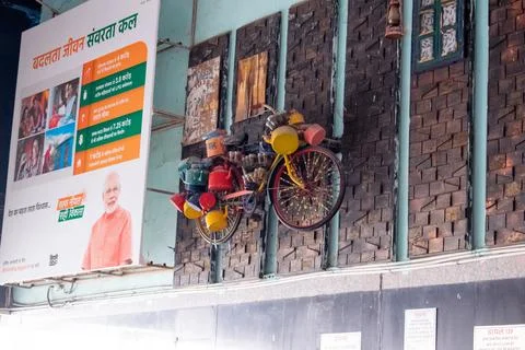 Bicycle on the wall Stock Photos
