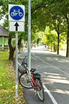 Bicycle way in the park Stock Photos