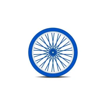 Bicycle wheel in blue design with shadow Stock Illustration