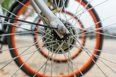 Bicycle wheel close up Stock Photos