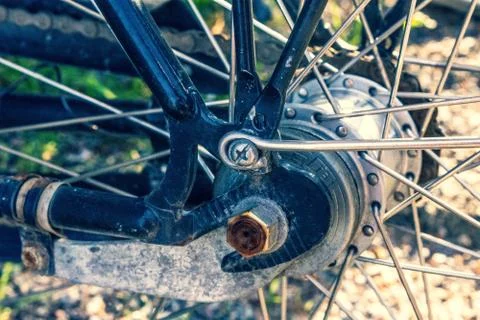 Bicycle wheel close up picture Stock Photos