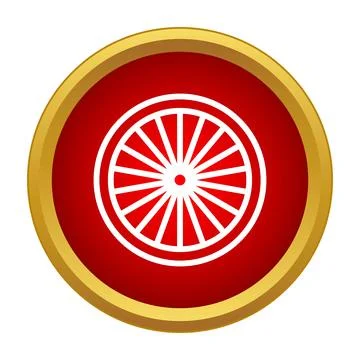 Bicycle wheel icon in red circle button Stock Illustration