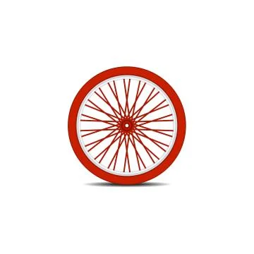 Bicycle wheel in red design with shadow Stock Illustration
