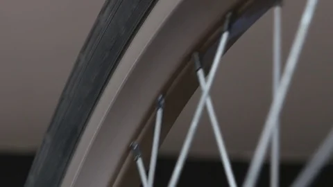 Bicycle wheel rotating, chrome parts Stock Footage 81048990