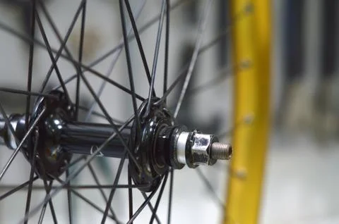 Bicycle wheel with spokes Stock Photos