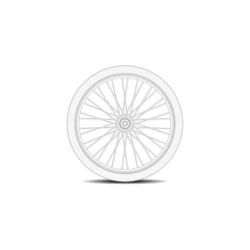 Bicycle wheel in white design with shadow Stock Illustration