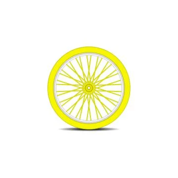 Bicycle wheel in yellow design with shadow Stock Illustration