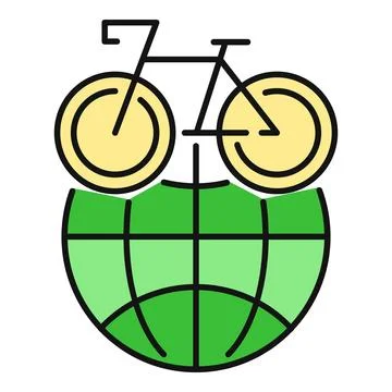 Bicycle wheels hovering over green world globe Ilustração Stock