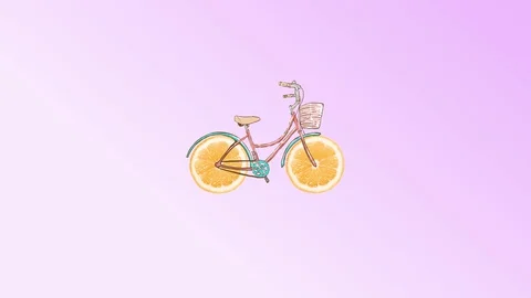 Bicycle with wheels made of orange slices, abstract Stock Footage 129167361