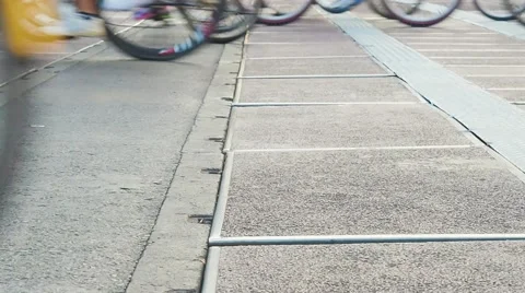 Bicycle wheels rolling across the road Stock Footage 58895133