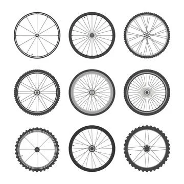 Bicycle wheels set. Circle with professional tires and spoke tracery for fast Stockillustratie