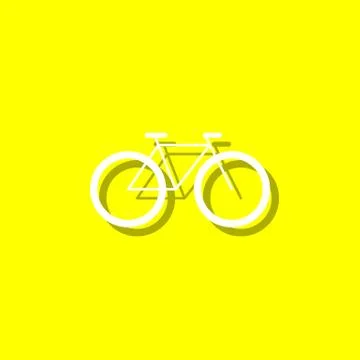 Bicycle white icon with shadow Stock Illustration