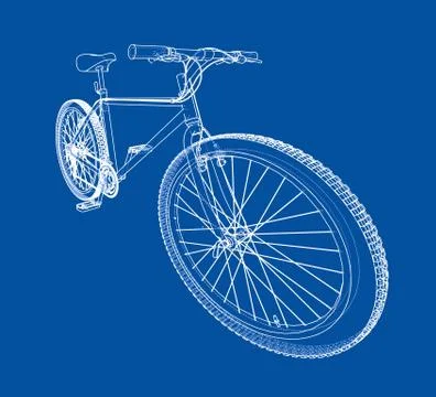 Bicycle. Wire-frame style. Vector Stock Illustration