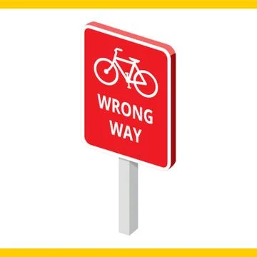 Bicycle Wrong Way Road Sign Stock Illustration