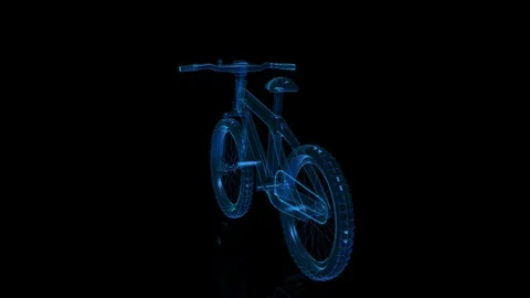 Bicycle x-ray on rotating black background. Rotating seamless loop. Digital Stock Footage 105108706