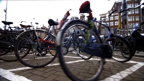 Bicycles in Amsterdam. FULL HD. Stock Footage 88865929