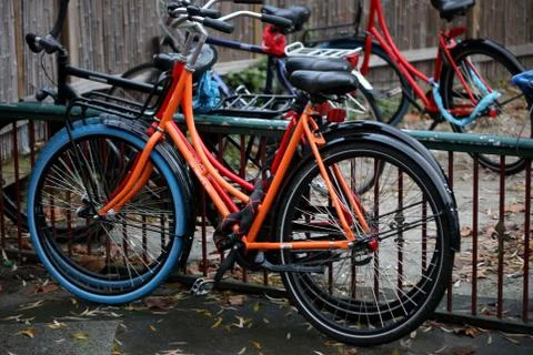 Bicycles in Amsterdam macro background high quality prints Stock Photos