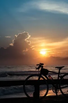 Bicycles and sunrise Stock Photos