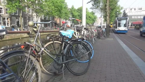 Bicycles and trams Video stock 94830204