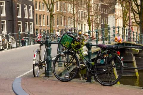 Bicycles on bridge Foto stock