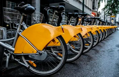 Bicycles in brussels Stock Photos