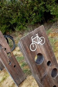 Bicycles cannot use the hiking trail Stock Photos
